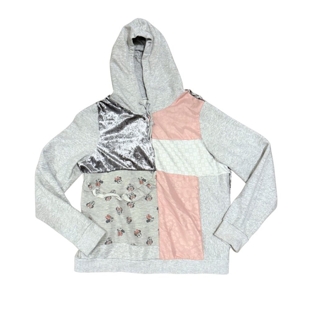 Handmade Minnie Mouse Patchwork Hoodie | One-of-a-Kind | Upcycled Disney Sweatsh